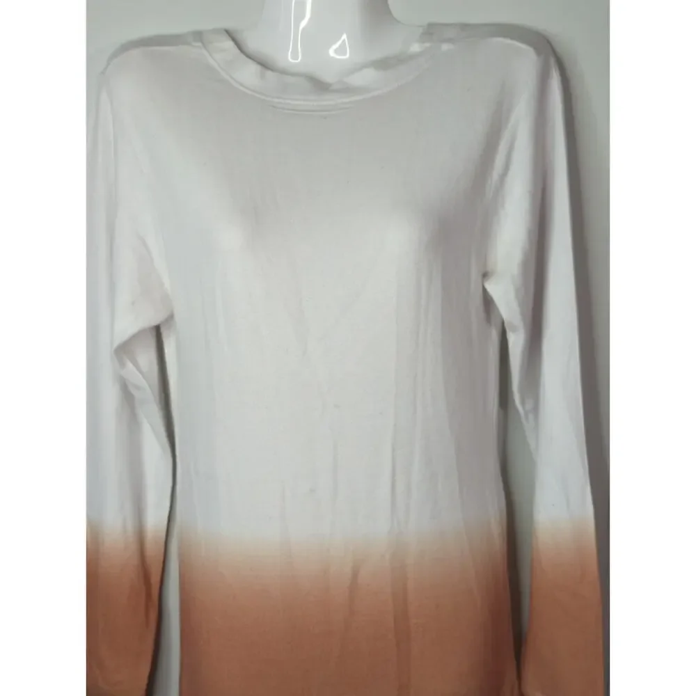 Go‎ Couture White Rust & Gray Dip Dye Ombre V-Back Mini Shift Dress Size M